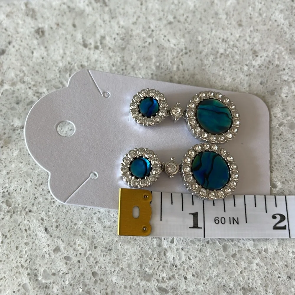 Nicky Butler White Crystal Rhinestone and Enamel Shell Dangle Silver Earring